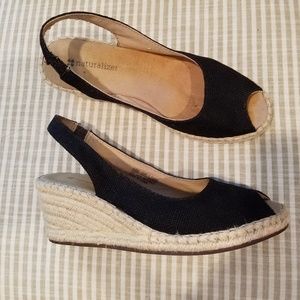 Naturalizer Black Canvas Wedge Espadrilles - 5 1/2